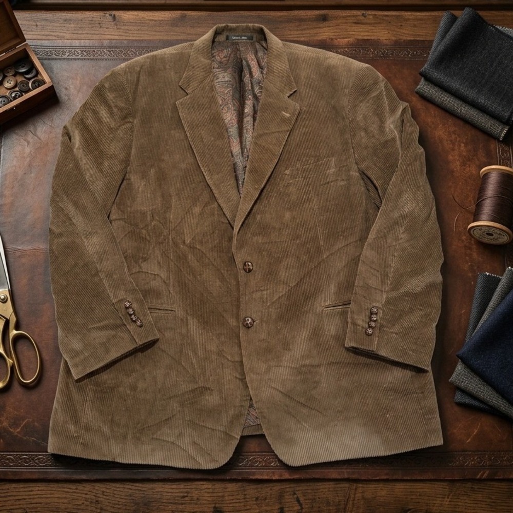 Lauren Ralph Lauren Mens 48R Brown Corduroy Blazer Sport Coat Paisley Lined
